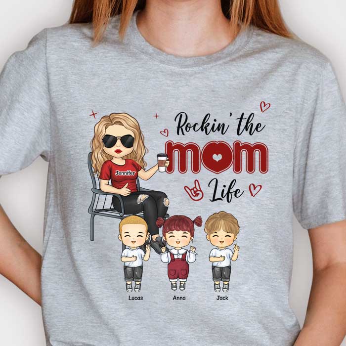 Rockin' Nana Mom Life - Gift For Mom, Grandma - Personalized Unisex T-shirt, Hoodie - Image 4