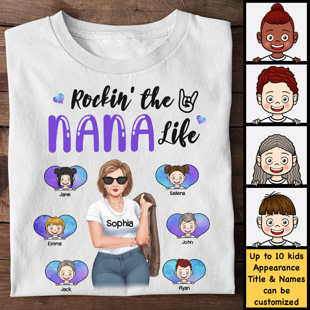 Rocking That Mama Nana Life - Gift For Mom, Grandma - Personalized Unisex T-shirt, Hoodie - Image 3