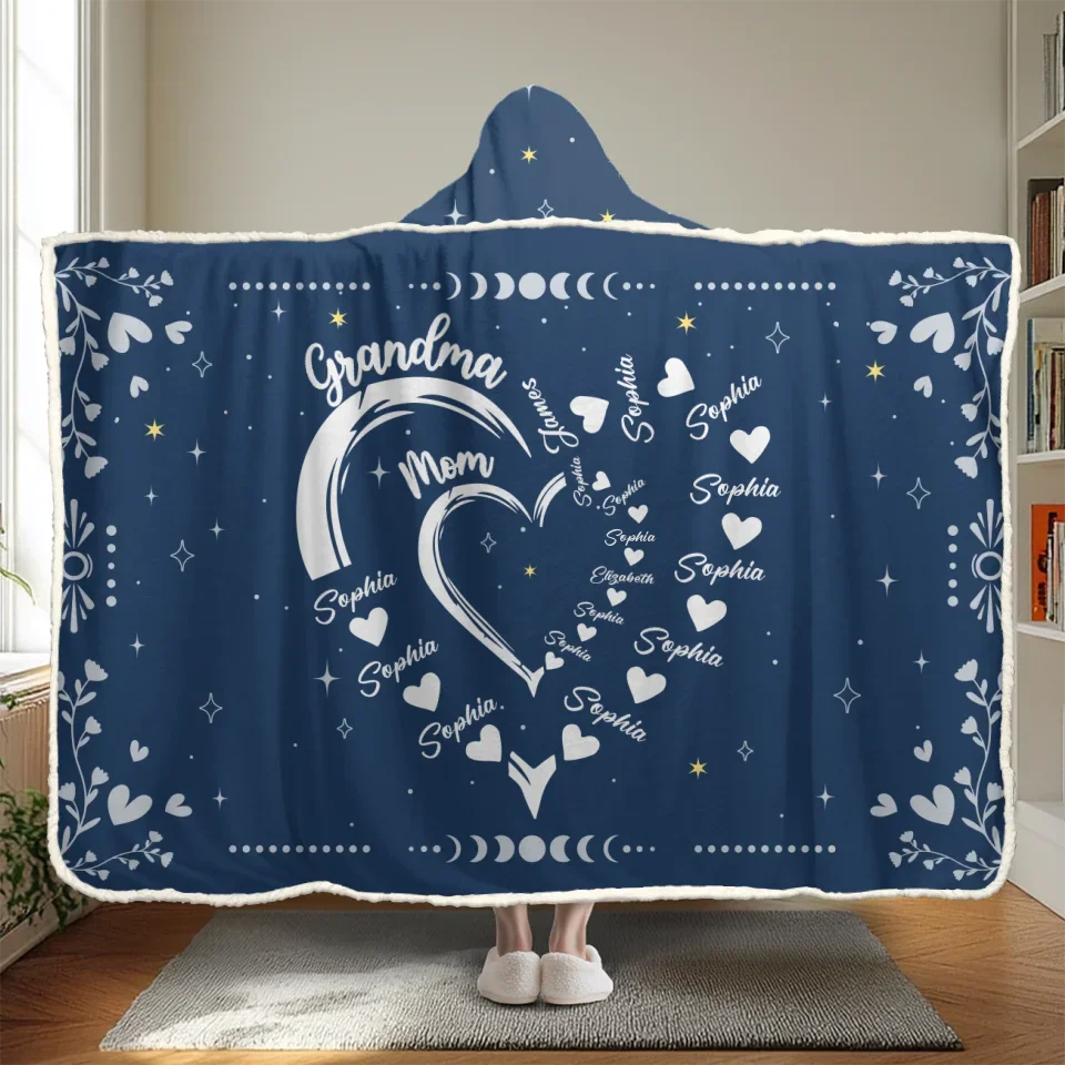 Rooted In Love, Growing Together - Family Personalized Custom Snuggle Blanket, Hoodie Blanket - Gift For Mom, Grandma - Image 2