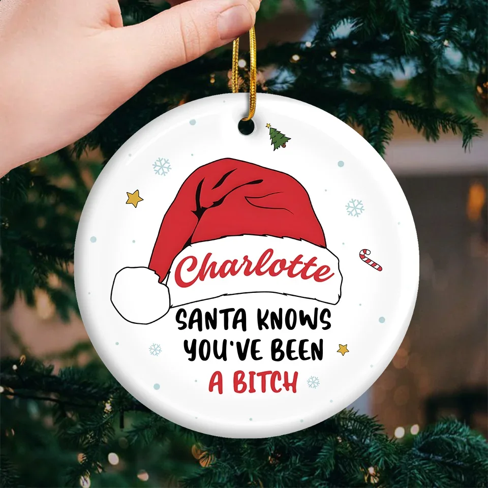 Santa Knows What’s On Your Mind, But I Know What’s In Your Heart - Friend Personalized Custom Ornament - Ceramic Round Shaped - Christmas Gift For Best Friends, Sisters, Family Members, Coworkers - Image 3