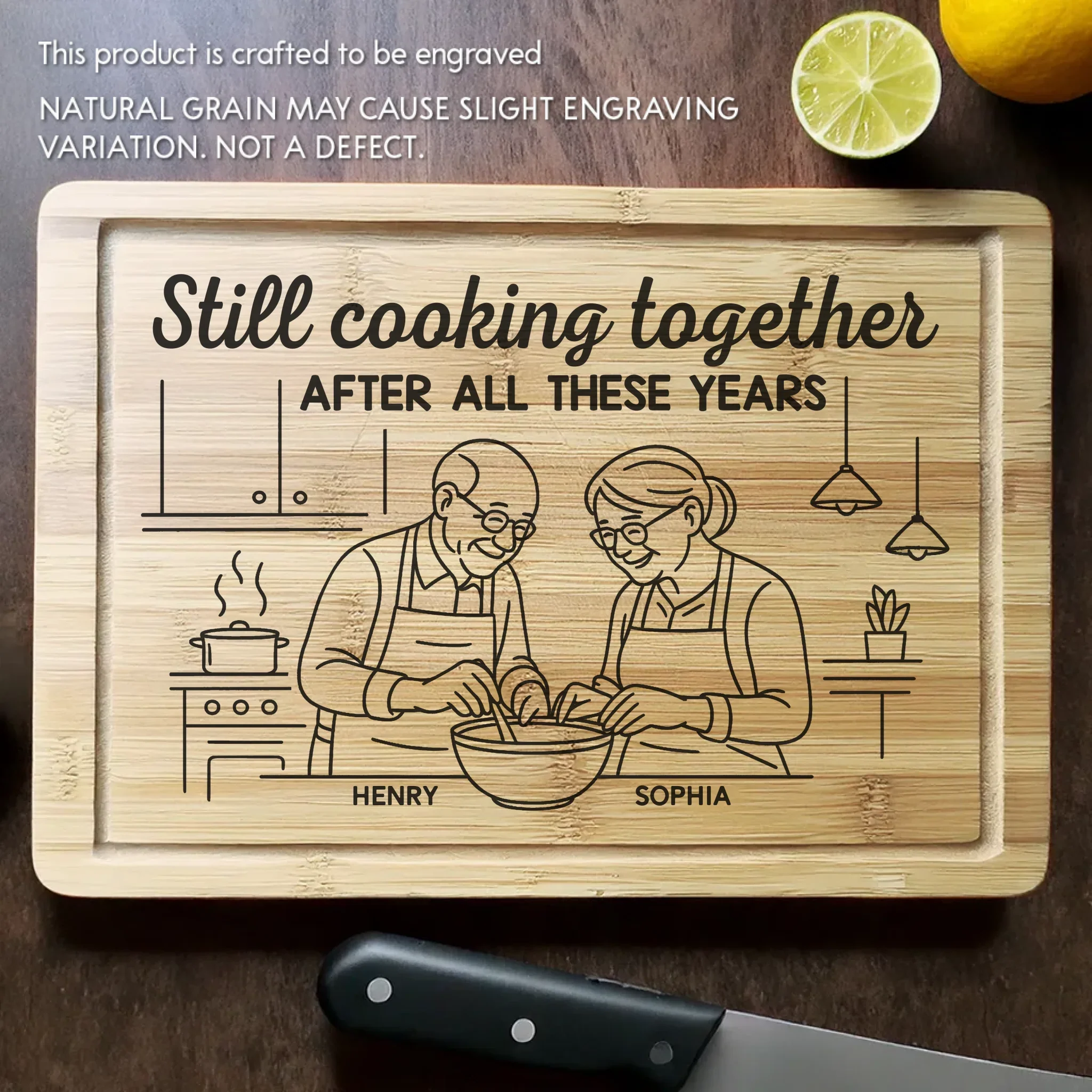 Seasoned With Stories And Spice - Couple Personalized Custom Engraved Wooden Cutting Board - Gift For Husband Wife, Anniversary - Image 2