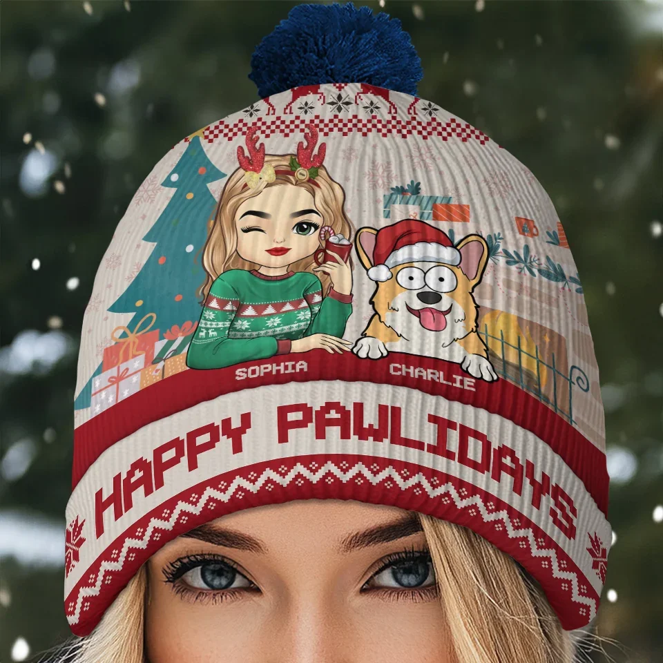 Season's Greetings From My Furry Family To Yours - Dog & Cat Personalized Custom Christmas Beanie Hat - Christmas Gift For Pet Owners, Pet Lovers - Image 5