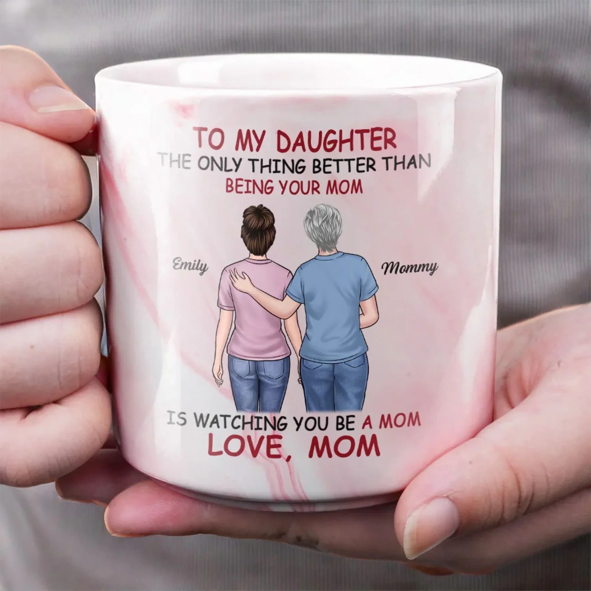 Seeing You As A Mother Is My Greatest Joy - Family Personalized Custom Marble Mug - Mother's Day, Gift For Daughter - Image 4