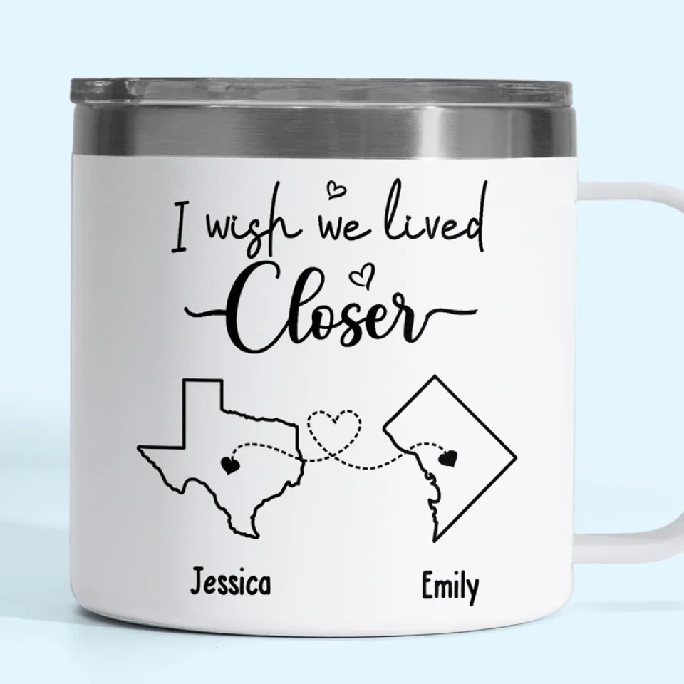Separation Doesn't Take Away From Friendship, But I Wish We Lived Closer - Bestie Personalized Custom 14oz Stainless Steel Tumbler With Handle - Gift For Best Friends, BFF, Sisters - Image 6