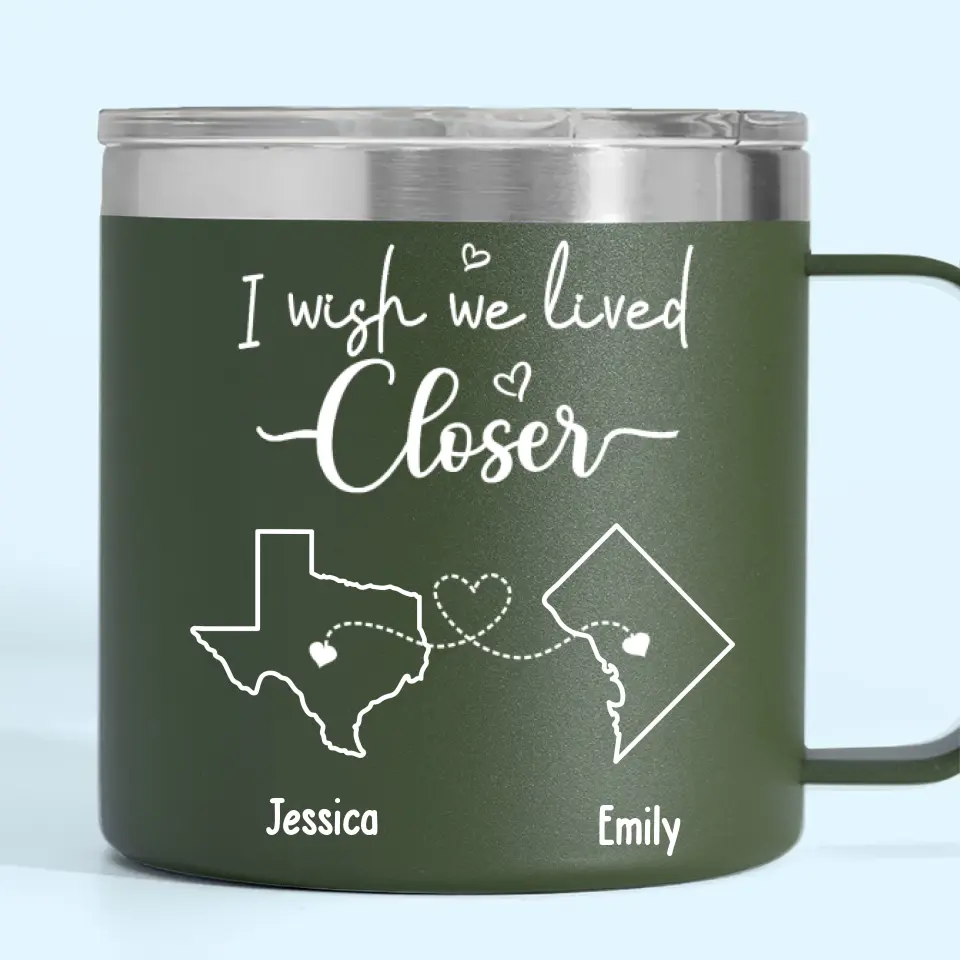 Separation Doesn't Take Away From Friendship, But I Wish We Lived Closer - Bestie Personalized Custom 14oz Stainless Steel Tumbler With Handle - Gift For Best Friends, BFF, Sisters - Image 7