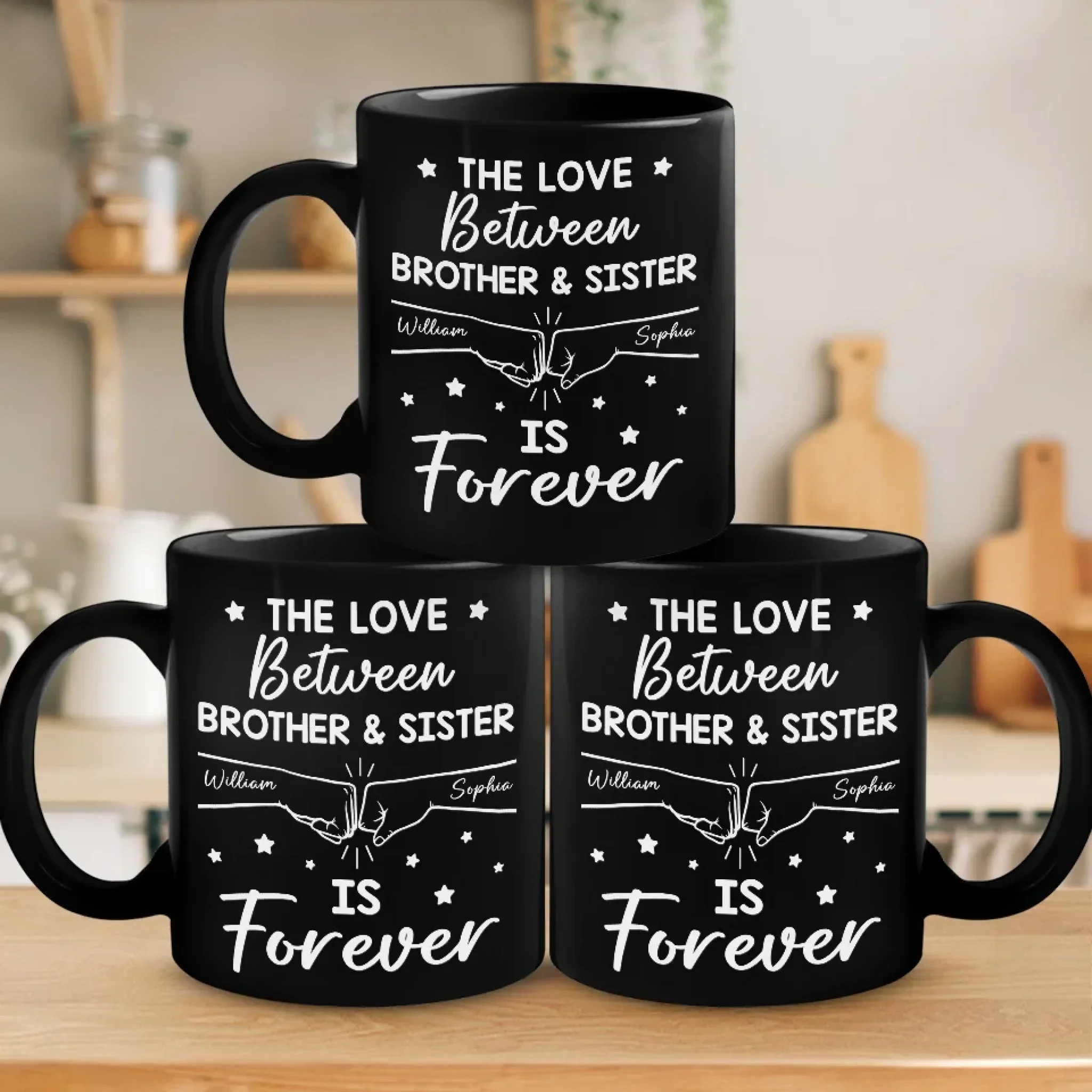 Siblings By Birth, Best Friends By Choice - Family Personalized Custom Black Mug - Gift For Family Members, Siblings, Brothers, Sisters - Image 4