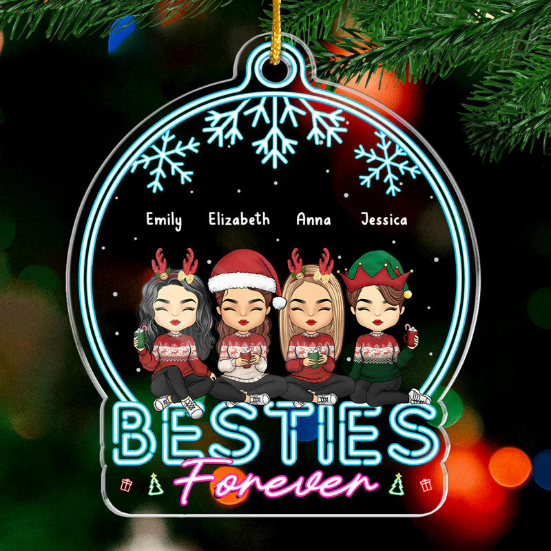 Siblings Forever - Family Personalized Custom Ornament - Acrylic Snow Globe Shaped - Christmas Gift For Family Members, Best Friends, BFF, Sisters - Image 2