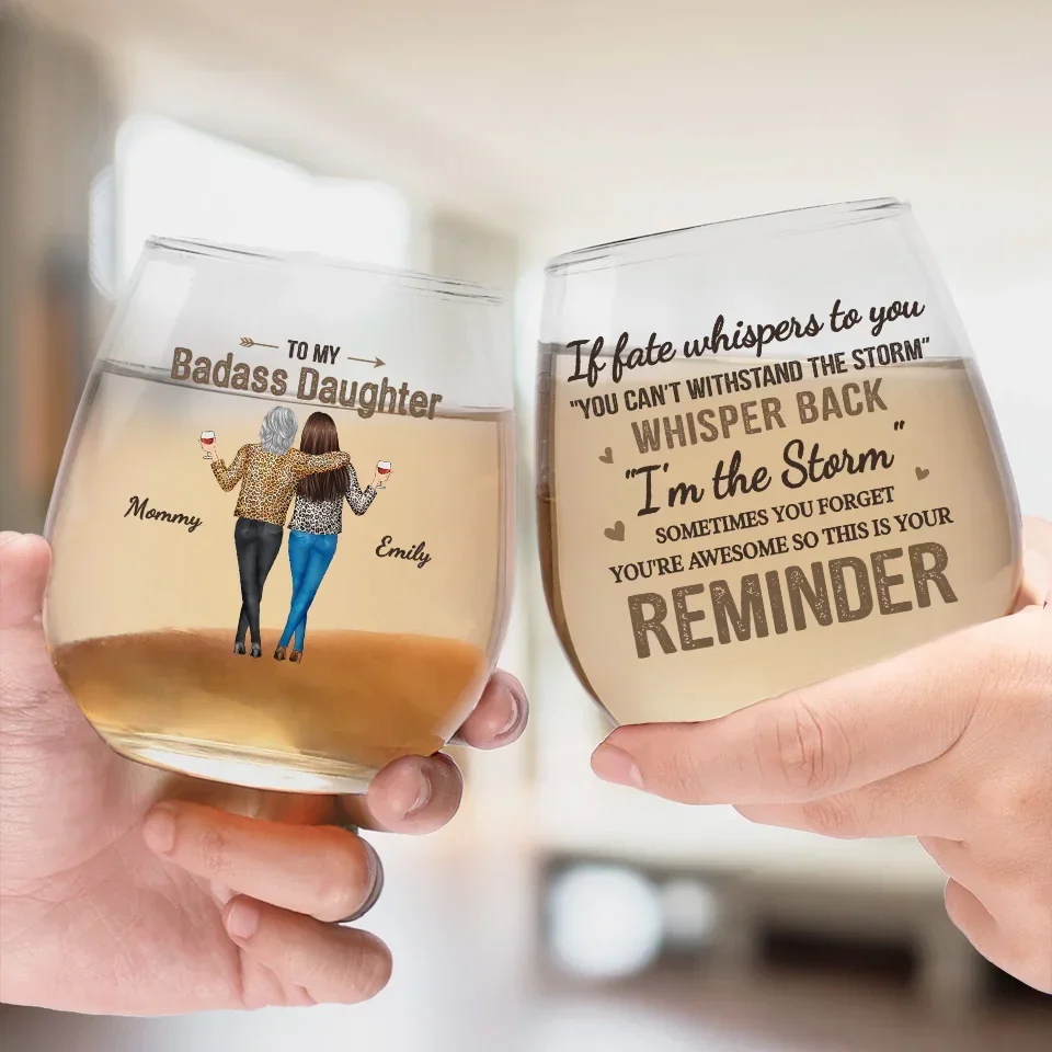 Side By Side For Life - Family Personalized Custom Wine Glass - Christmas Gift For Mom, Daughter - Image 3