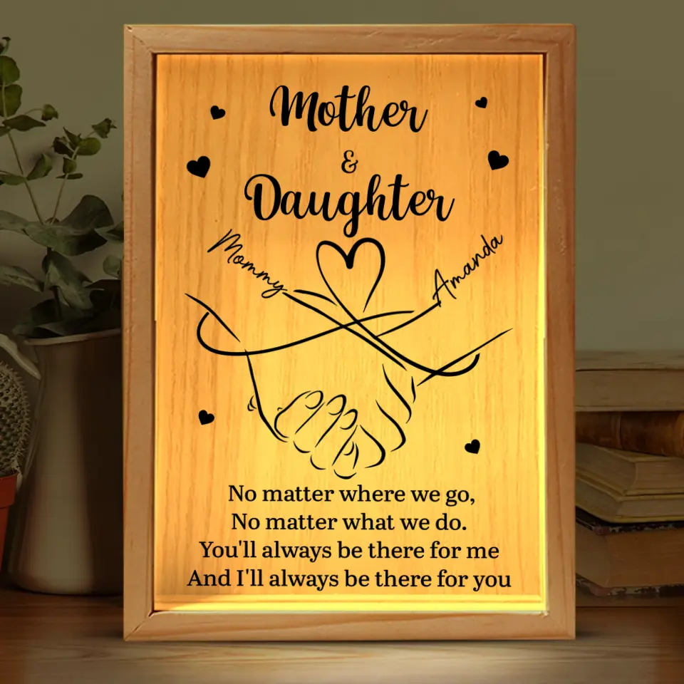 Side By Side Hand In Hand - Family Personalized Custom Frame Light Box - Mother's Day, Gift For Mom - Image 2