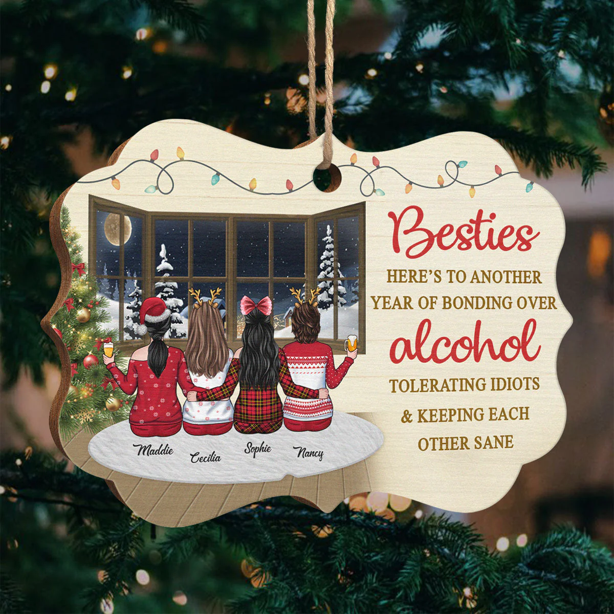 Side By Side Or Miles Apart - Personalized Custom Benelux Shaped Wood Christmas Ornament - Gift For Bestie, Best Friend, Sister, Birthday Gift For Bestie And Friend, Christmas New Arrival Gift - Image 2