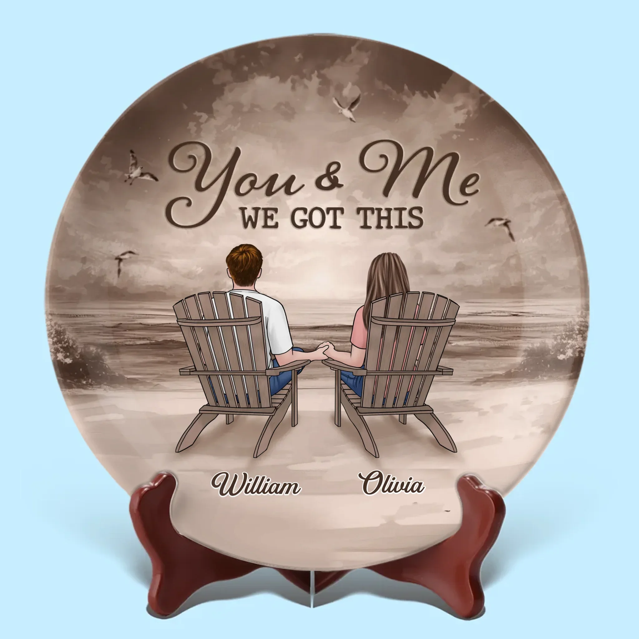 Side By Side, We’re Unstoppable - Couple Personalized Custom Ceramic Plate - Gift For Husband Wife, Anniversary - Image 2