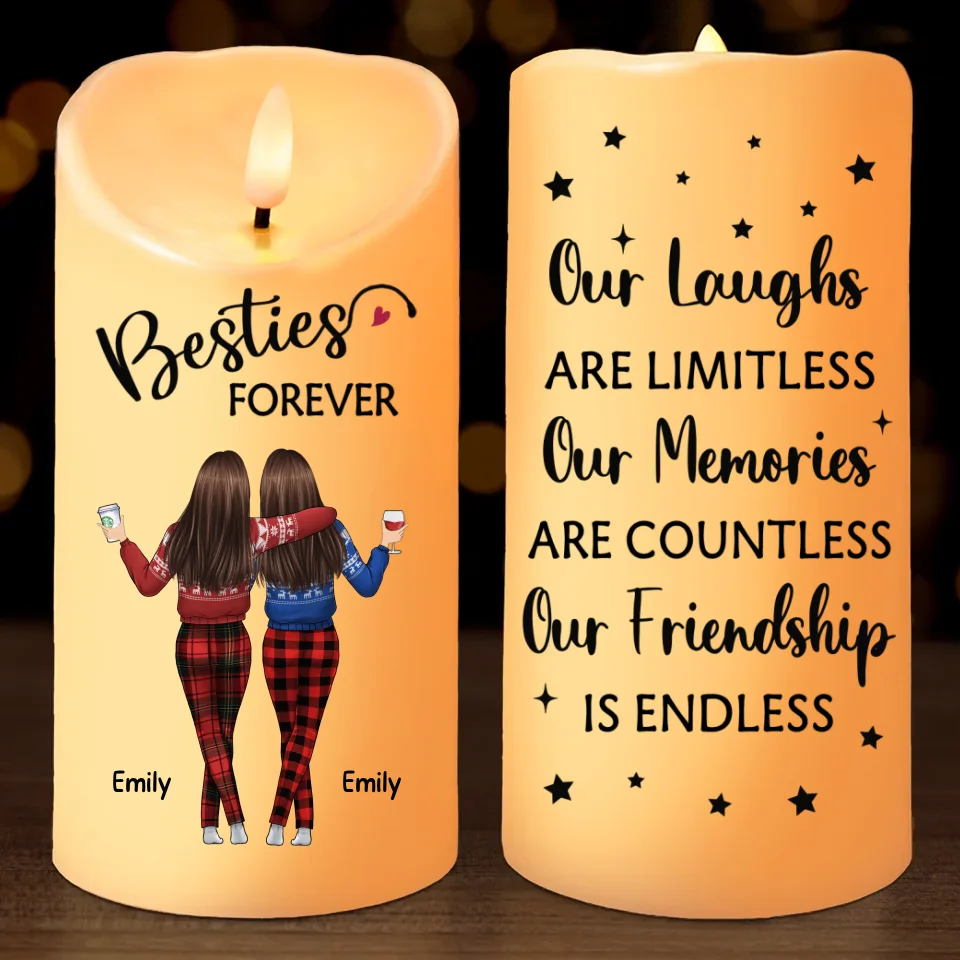 Simply Having A Wonderful Christmastime With Besties - Bestie Personalized Custom LED Candle - Christmas Gift For Best Friends, BFF, Sisters - Image 2
