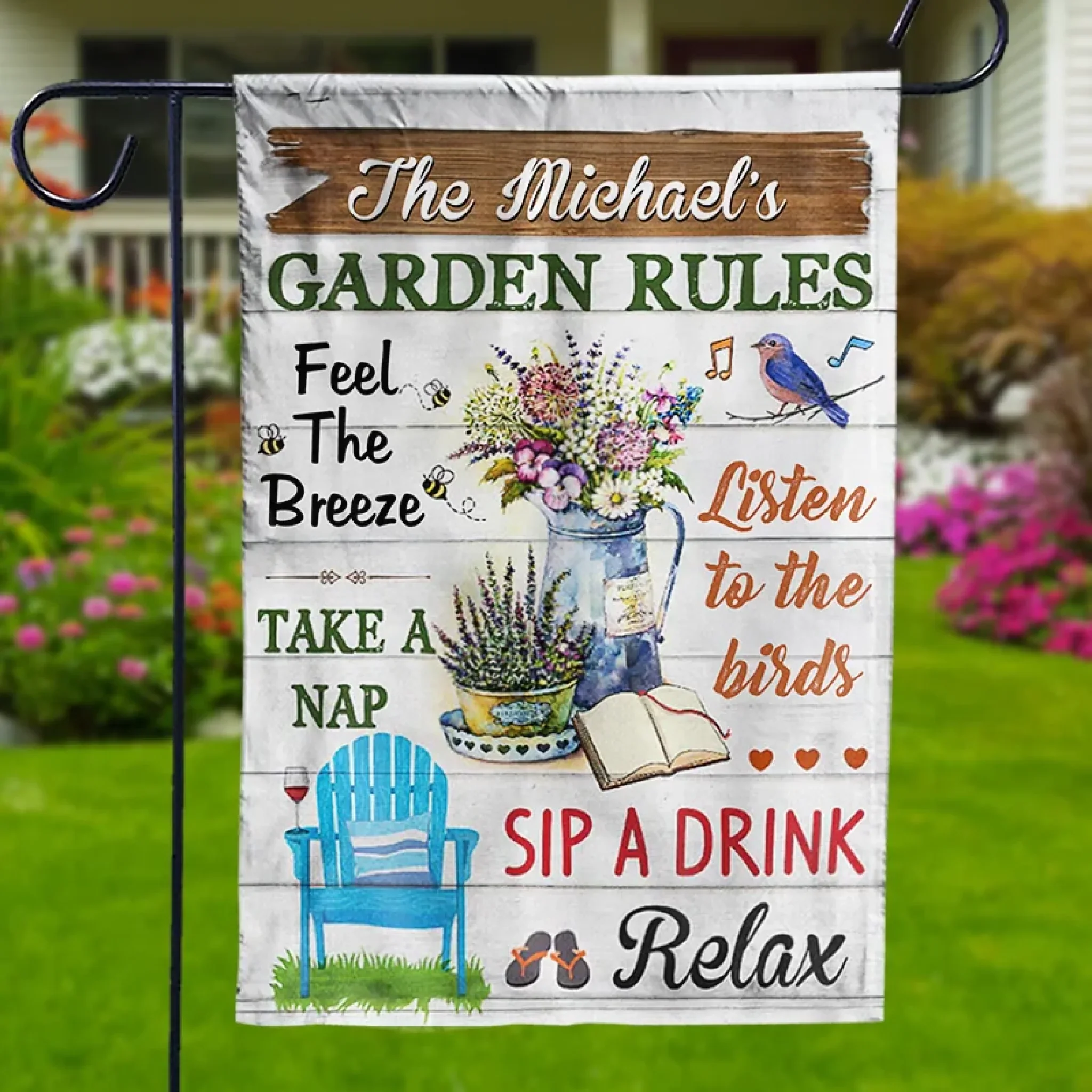 Sip A Drink Relax - Family Personalized Custom Flag - Gift For Yourself, Best Friends, Siblings, Family Members - Image 4