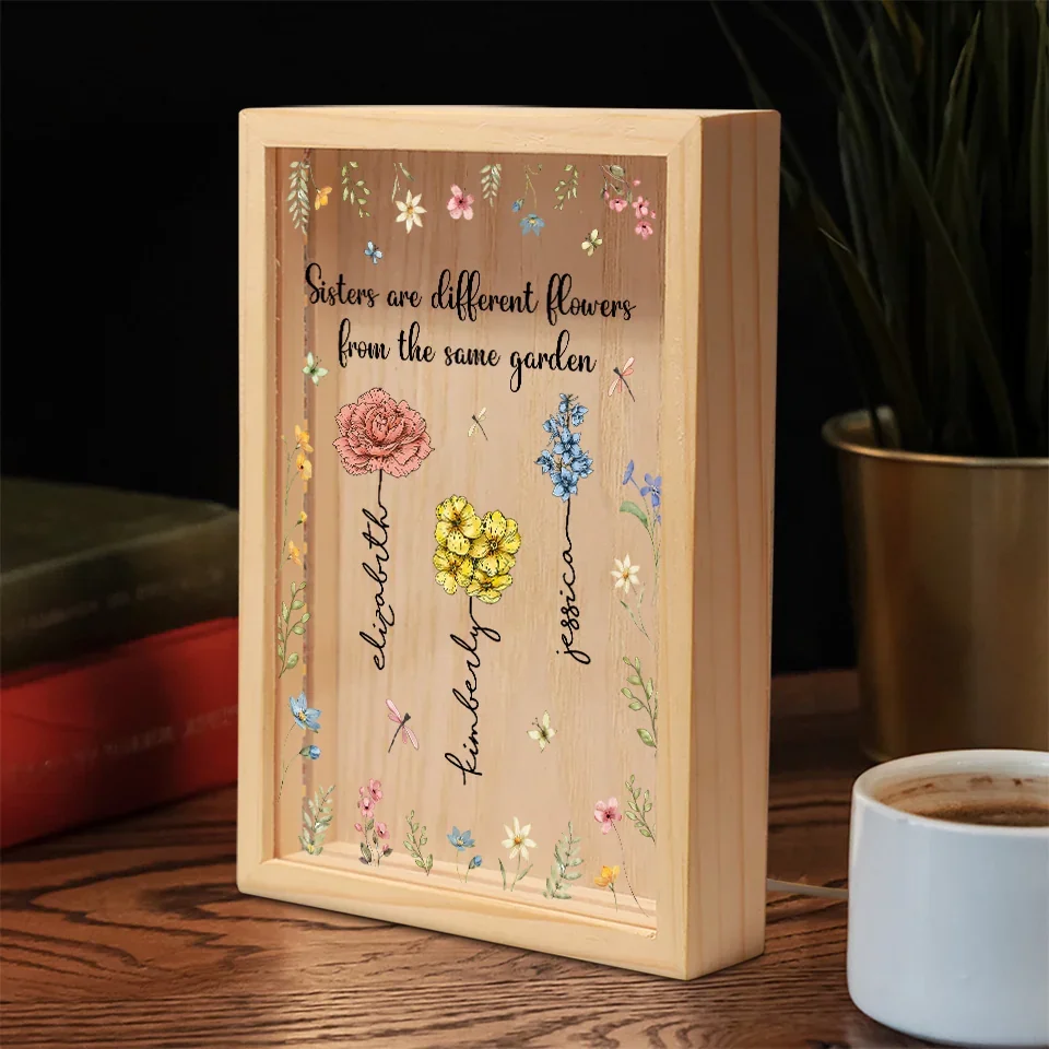 Sisters Are Different Flowers From The Same Garden - Bestie Personalized Custom Frame Light Box - Christmas Gift For Best Friends, BFF, Sisters - Image 3