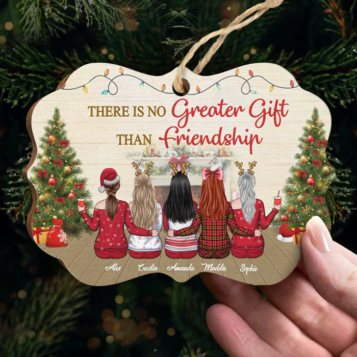 Sisters Will Always Be Connected By Heart - Personalized Custom Benelux Shaped Wood/Aluminum Christmas Ornament - Gift For Bestie, Best Friend, Sister, Birthday Gift For Bestie And Friend, Christmas New Arrival Gift - Image 4