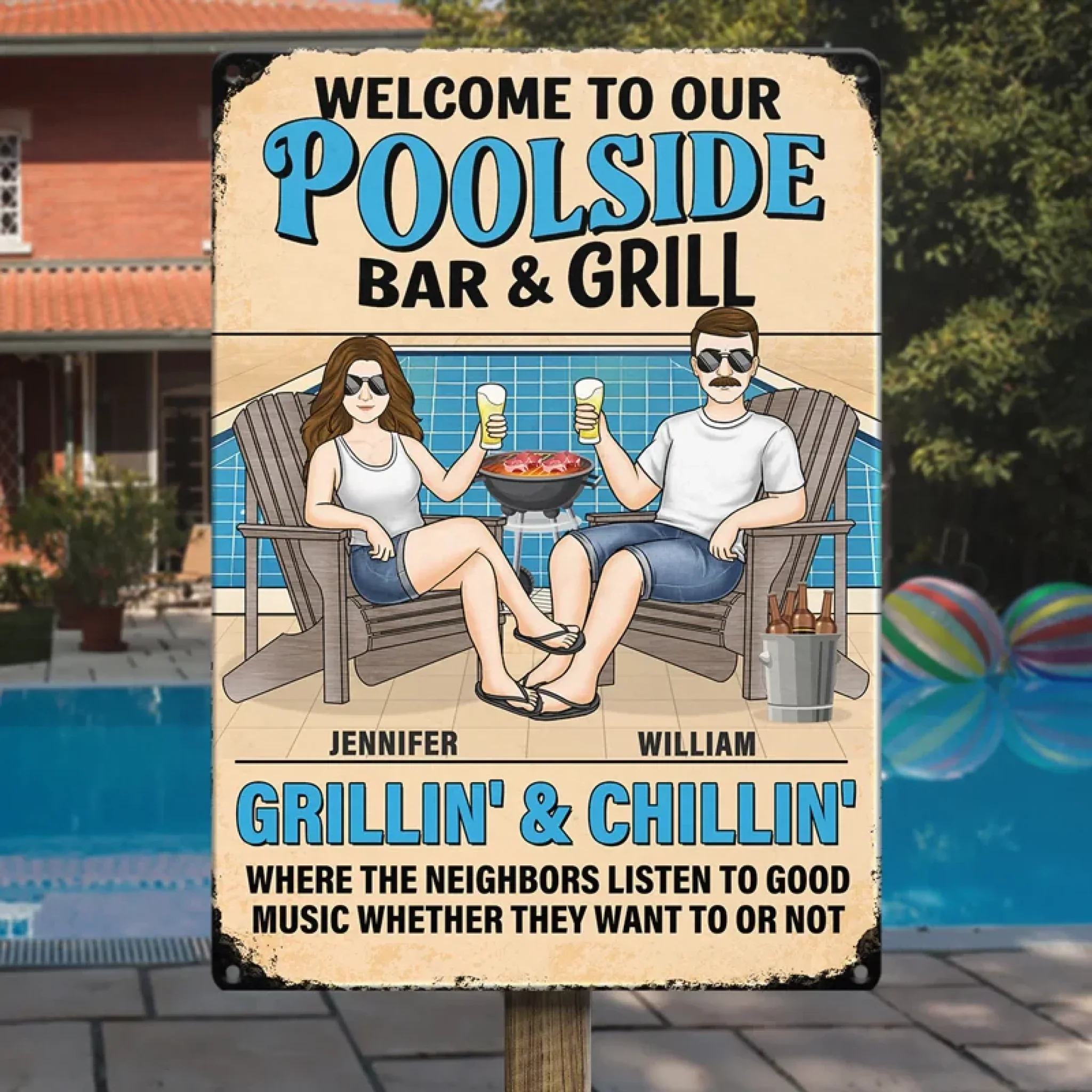 Sizzling Love, Just Like The Grill - Couple Personalized Custom Home Decor Metal Sign - Gift For Yourself, Husband Wife, Best Friends, Family Members - Image 4
