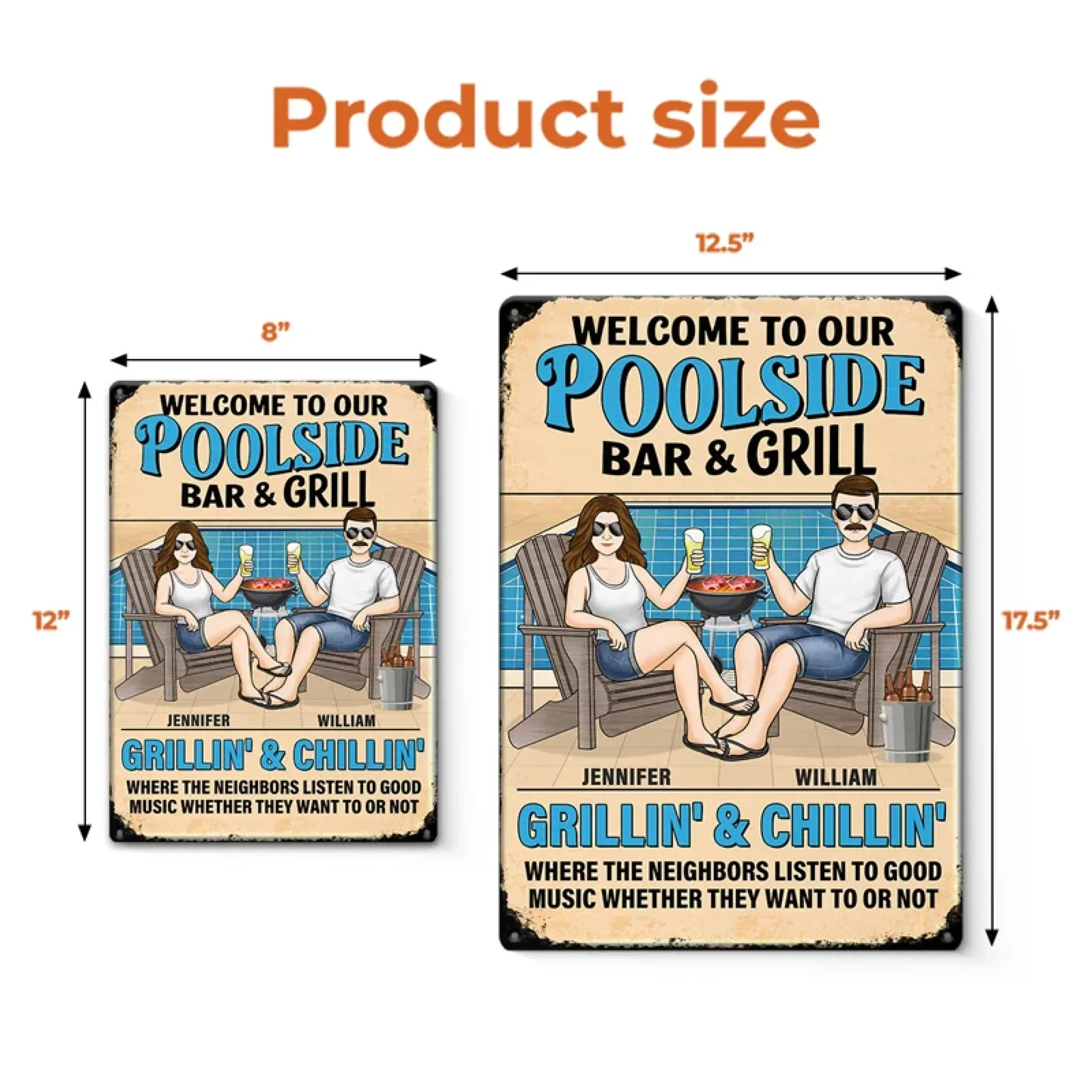 Sizzling Love, Just Like The Grill - Couple Personalized Custom Home Decor Metal Sign - Gift For Yourself, Husband Wife, Best Friends, Family Members - Image 5