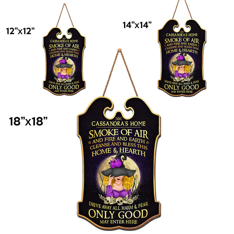 Sky Above Earth Below Peace Within - Personalized Custom Shaped Home Decor Witch Wood Sign - Halloween Gift For Witches, Yourself - Image 5