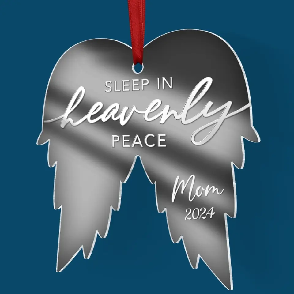 Sleep In Heavenly Peace - Memorial Personalized Custom Mirrored Acrylic Ornament - Sympathy Gift, Christmas Gift For Family Members - Image 4