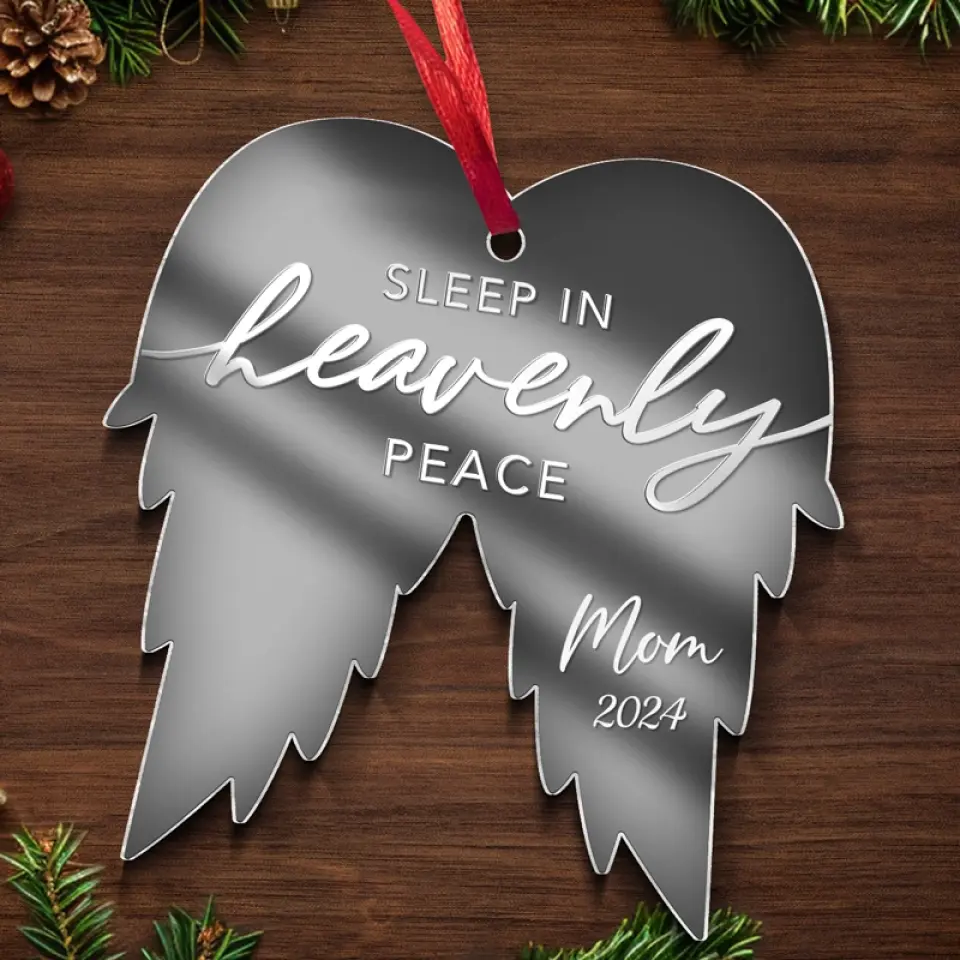 Sleep In Heavenly Peace - Memorial Personalized Custom Mirrored Acrylic Ornament - Sympathy Gift, Christmas Gift For Family Members - Image 5