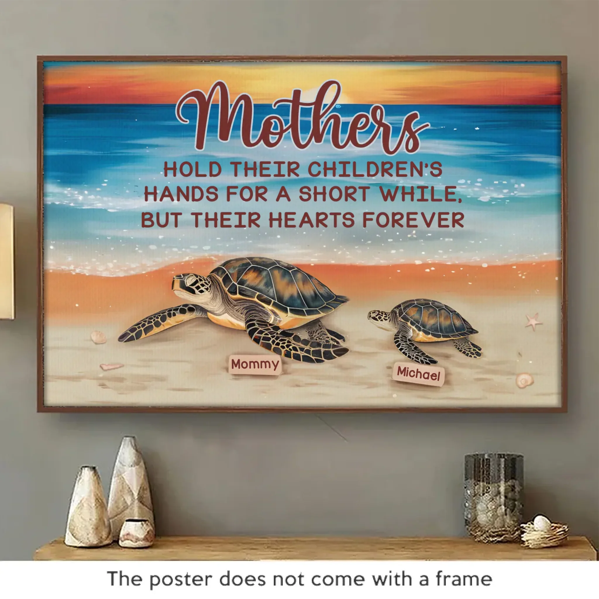 Slow And Steady, A Mother’s Love Never Wavers - Family Personalized Custom Horizontal Poster - Gift For Mom - Image 2