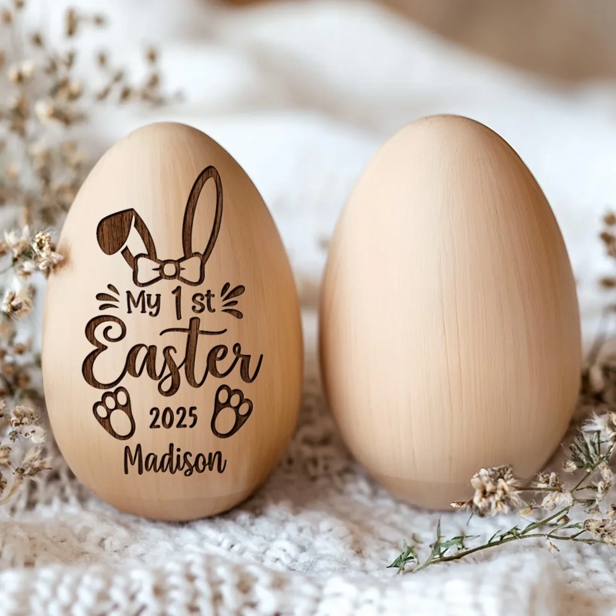 Soft As A Bunny, Sweet As Easter Candy - Family Personalized Custom Wooden Egg Shaker - Easter Gift For Baby Kids, Newborn Baby - Image 6