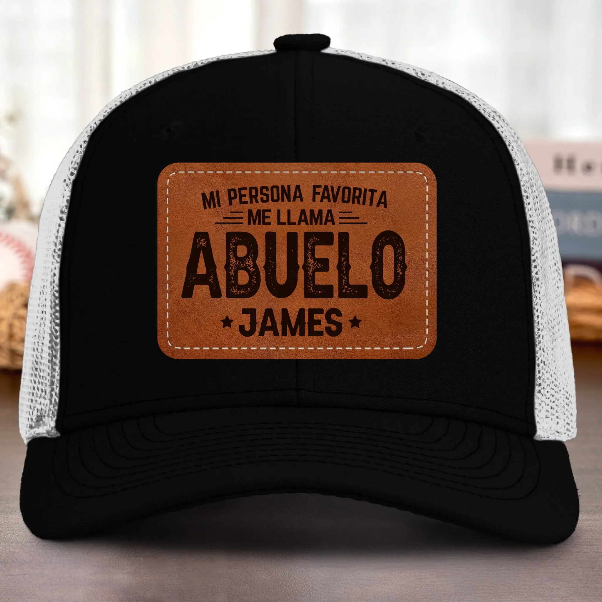 Sombrero Con Parche De Cuero Con Forma Personalizada - Regalos De Cumpleaños Personalizados Para Papá, Abuelo - Abuelo Cariñoso Siempre A Tu Lado - Image 3