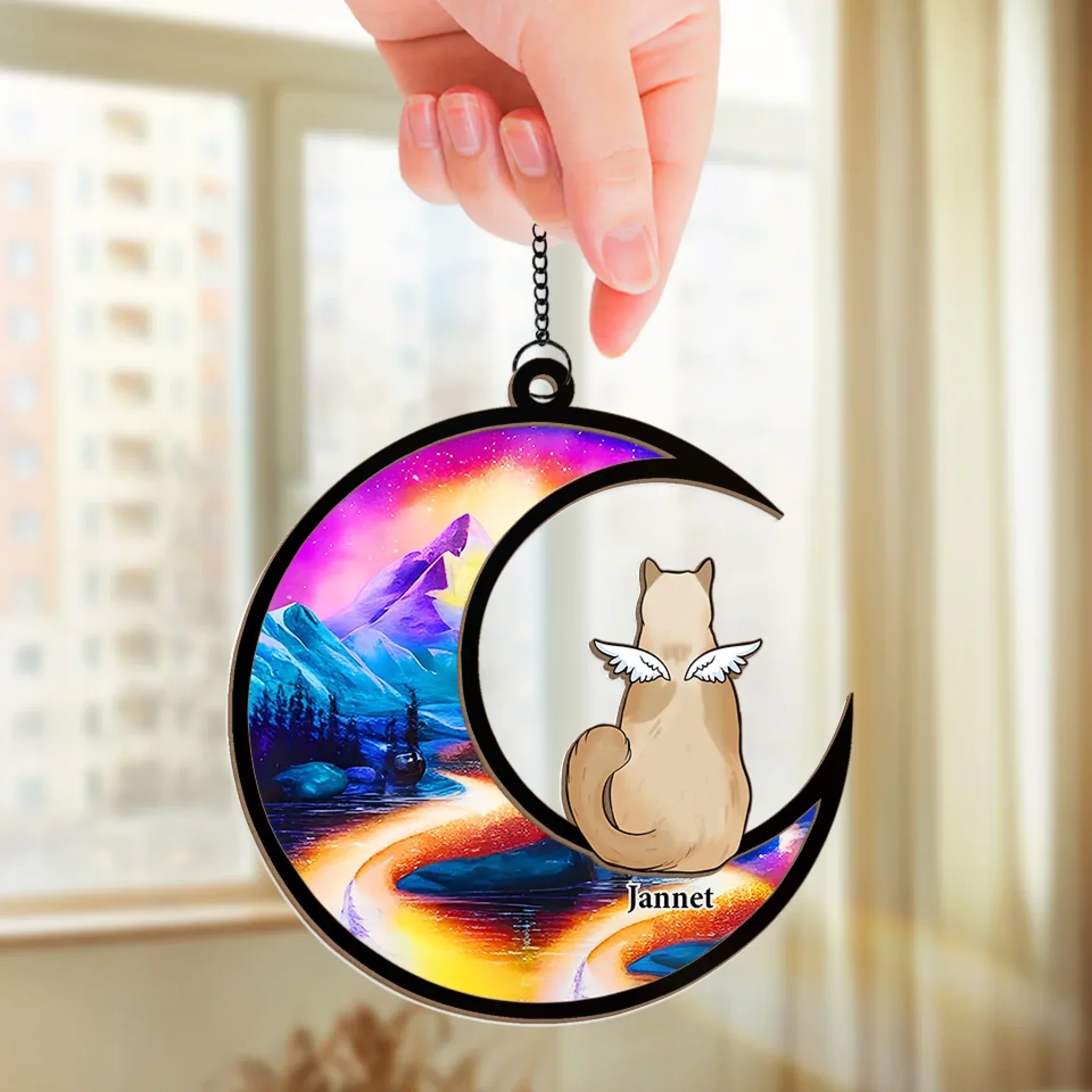 Some Angels Have Whiskers - Memorial Personalized Window Hanging Suncatcher Ornament - Sympathy Gift For Pet Owners, Pet Lovers - Image 3