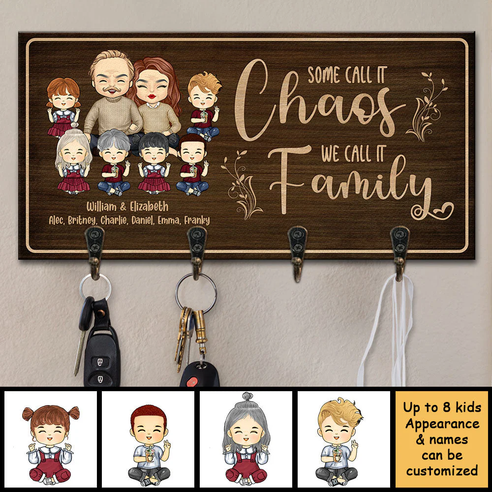Some Call It Chaos, We Call It Family - Personalized Key Hanger, Key Holder - Gift For Couples, Husband Wife - Image 3