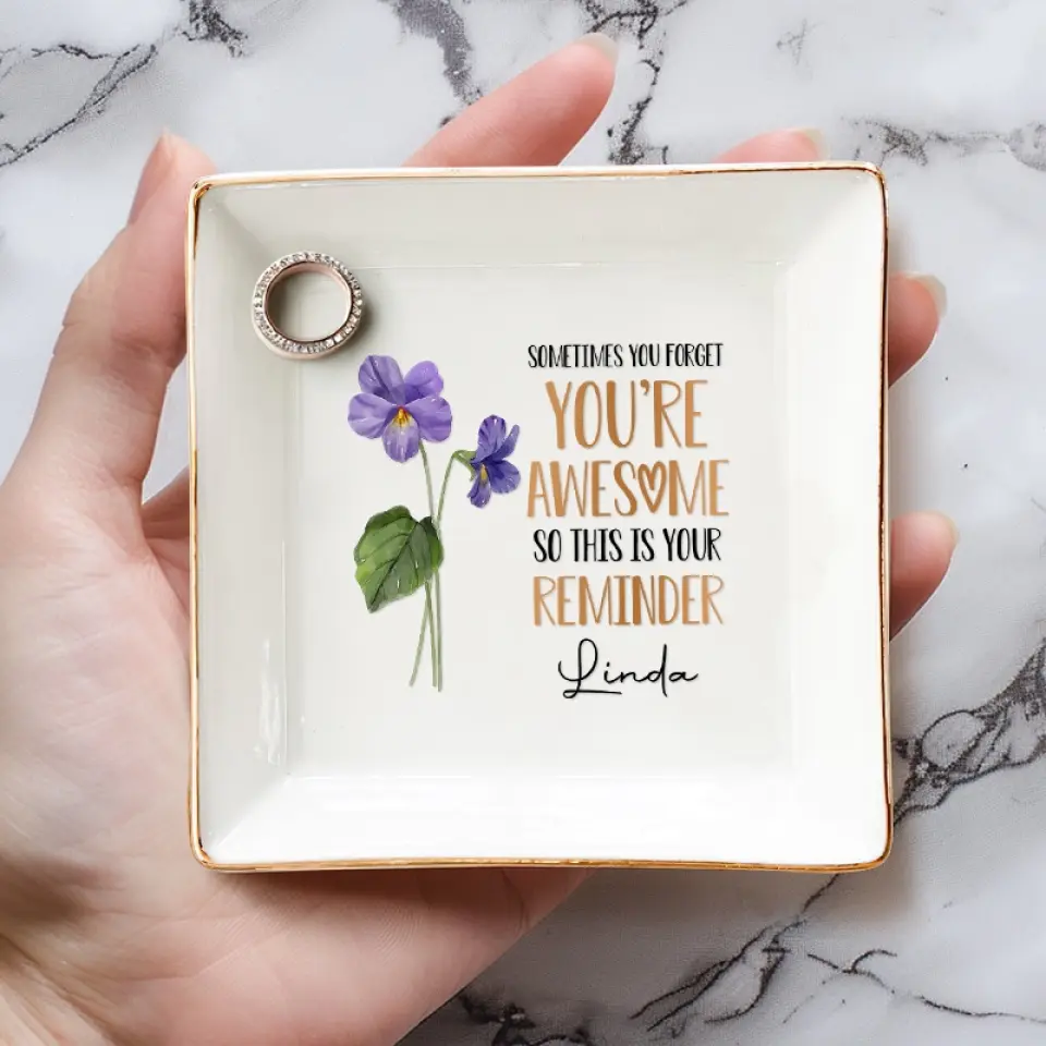 Sometimes You Forget You're Awesome AMZ - Bestie Personalized Custom Jewelry Dish - New Arrival, Gift For Best Friends, BFF, Sisters, Mom, Daughter - Image 4