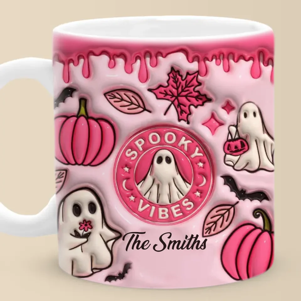 Spooky Vibes Only - Family Personalized Custom 3D Inflated Effect Printed Mug - Halloween Gift For Family Members - Image 2