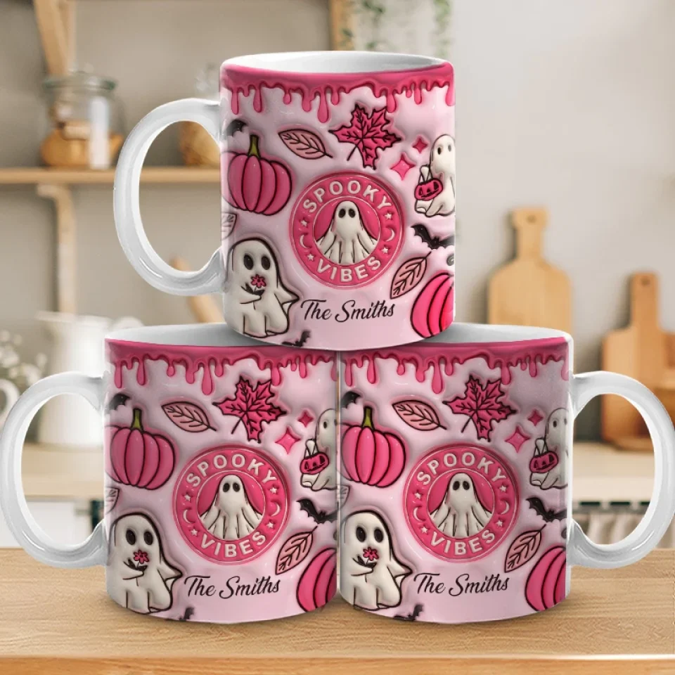 Spooky Vibes Only - Family Personalized Custom 3D Inflated Effect Printed Mug - Halloween Gift For Family Members - Image 4