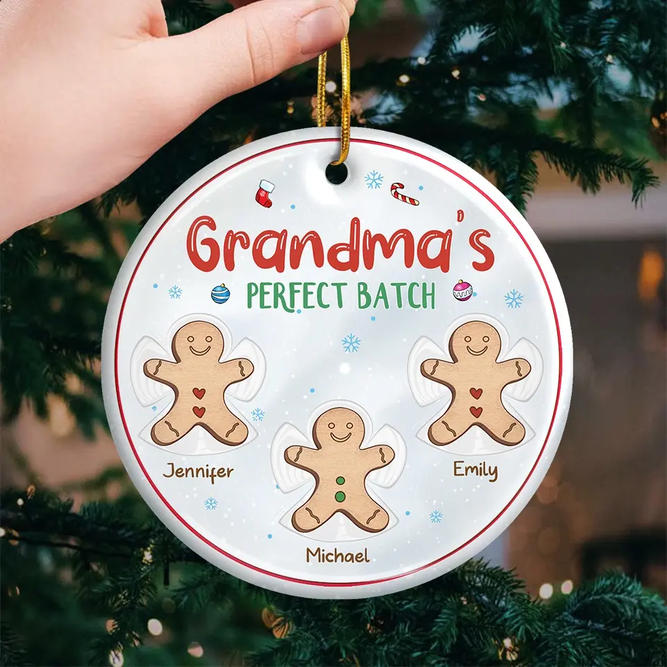 Spreading Gingerbread Joy - Family Personalized Custom Ornament - Ceramic Round Shaped - Christmas Gift For Mom, Grandma - Image 3
