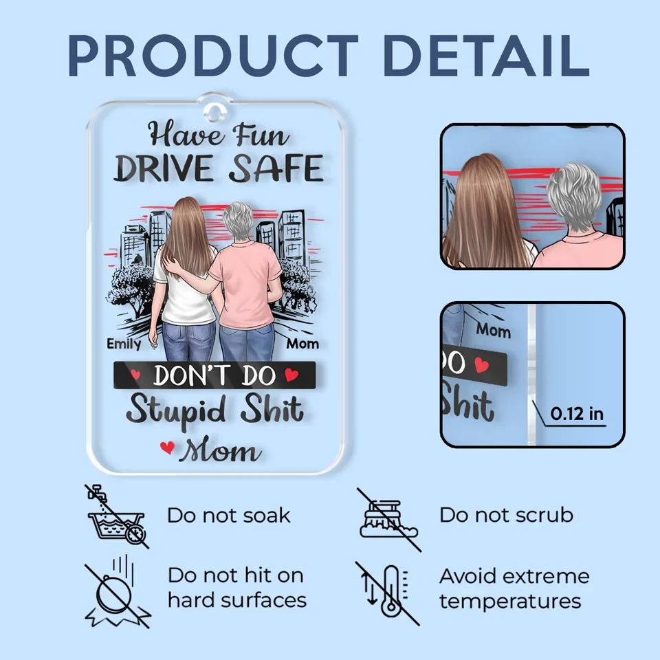 Stay Safe, Have Fun On The Road - Family Personalized Custom Car Ornament - Acrylic Custom Shaped - Gift For Daughter, Son - Image 5