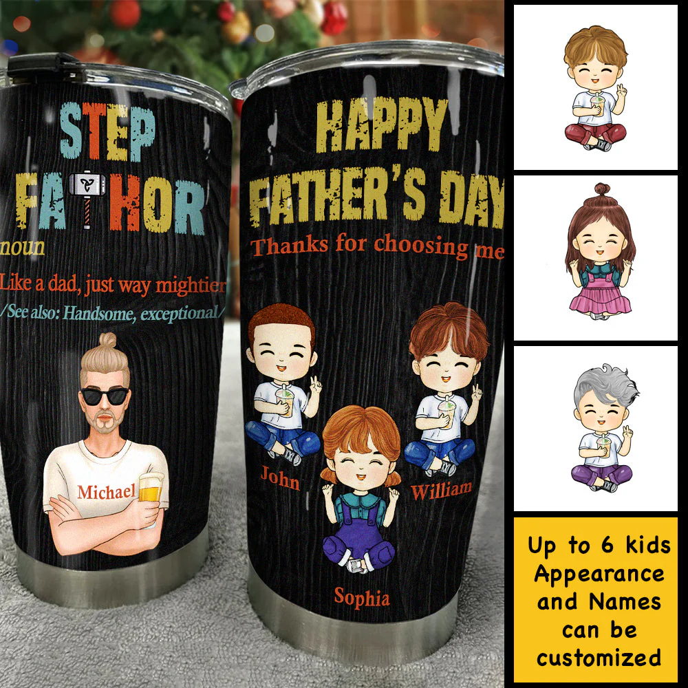 Step Fathor Like A Dad - Personalized Tumbler - Gift For Dad, Gift For Father's Day - Image 4