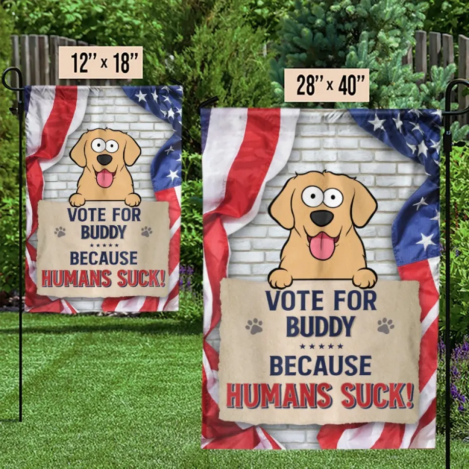 Stop Looking At Me And Vote - Dog & Cat Personalized Custom Flag - Gift For Pet Owners, Pet Lovers - Image 3