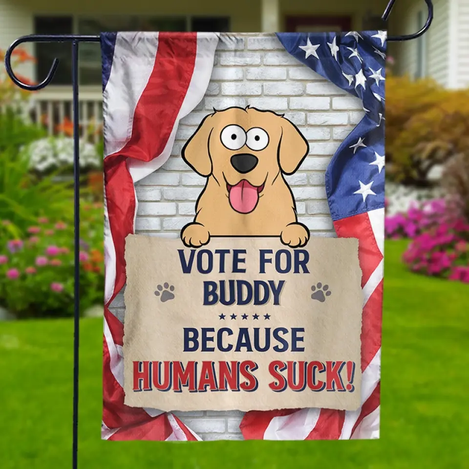 Stop Looking At Me And Vote - Dog & Cat Personalized Custom Flag - Gift For Pet Owners, Pet Lovers - Image 4