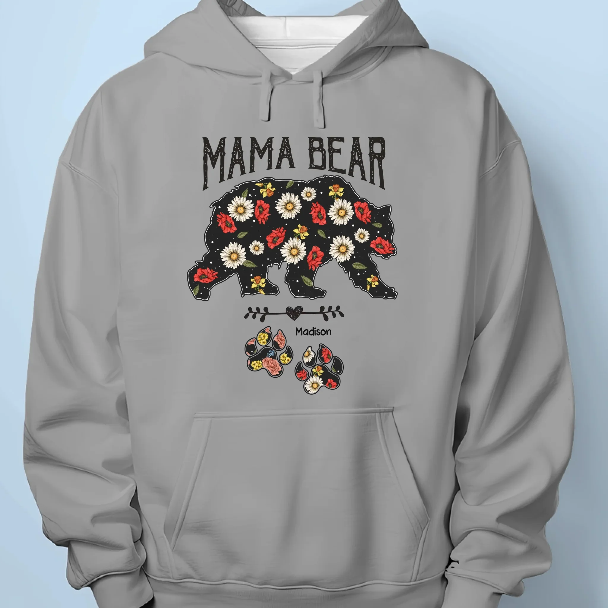 Strong As A Mama Bear, Soft As A Flower -  Family Personalized Custom Unisex T-shirt, Premium T-shirt, Hoodie - Mother's Day Gift For Mom, Grandma - Image 7