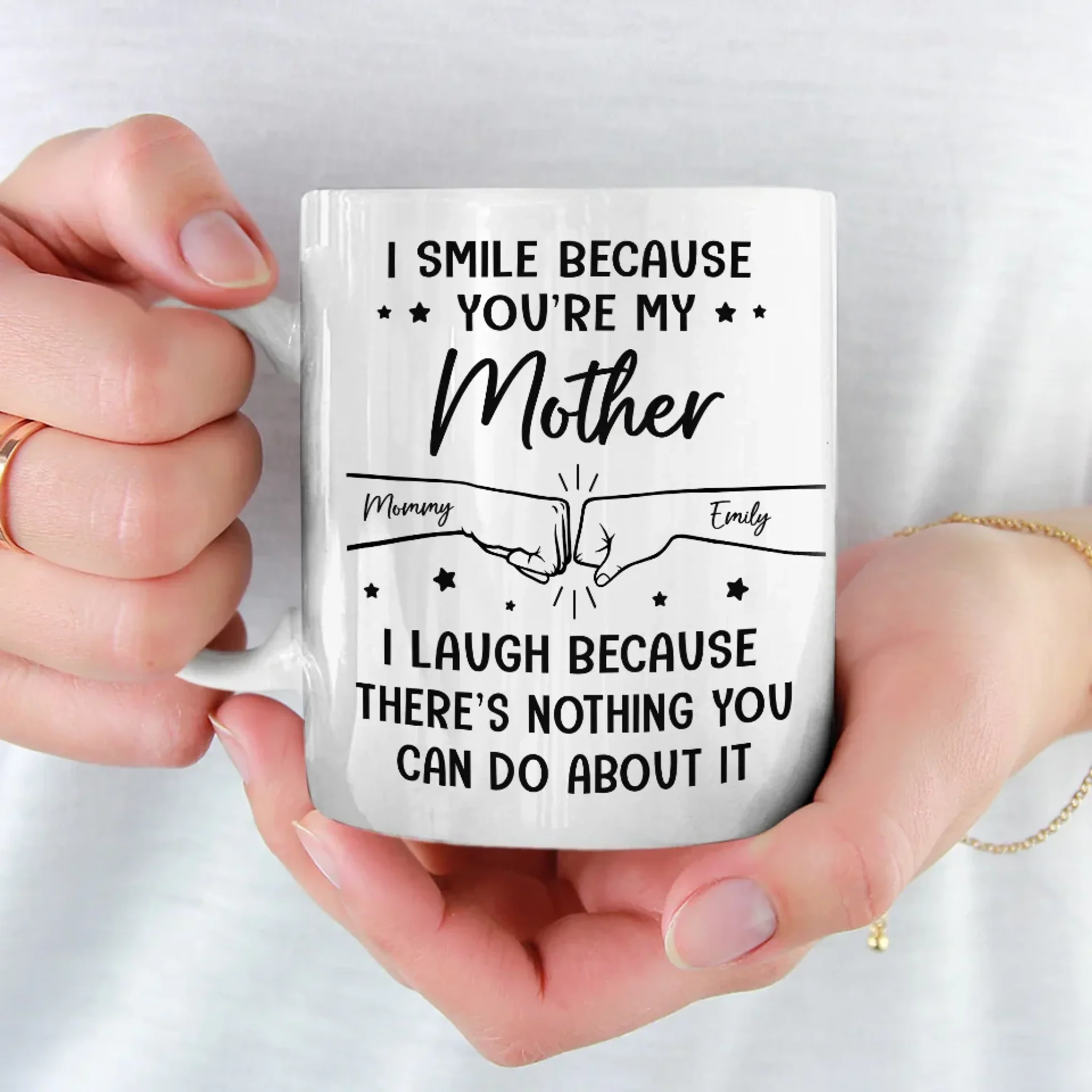 Strong Together, One Fist Bump At A Time - Family Personalized Custom Mug - Gift For Mom, Daughter, Son - Image 3