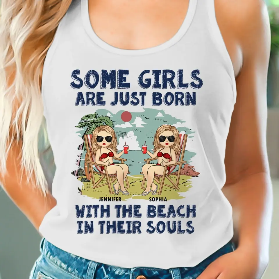 Summer Is Calling - Bestie Personalized Custom Racer Back Tank Top - Gift For Best Friends, BFF, Sisters - Image 3