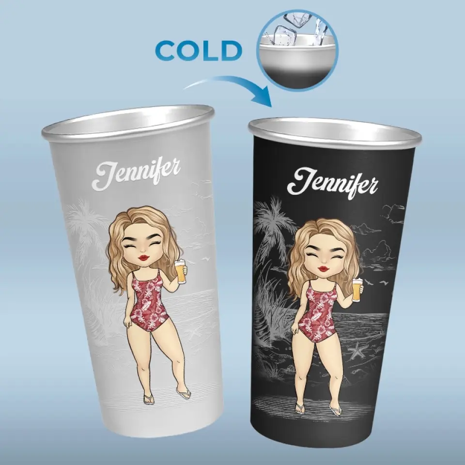 Summertime Is Calling - Bestie Personalized Custom Aluminum Changing Color Cup - Summer Vacation Gift For Best Friends, BFF, Sisters - Image 4
