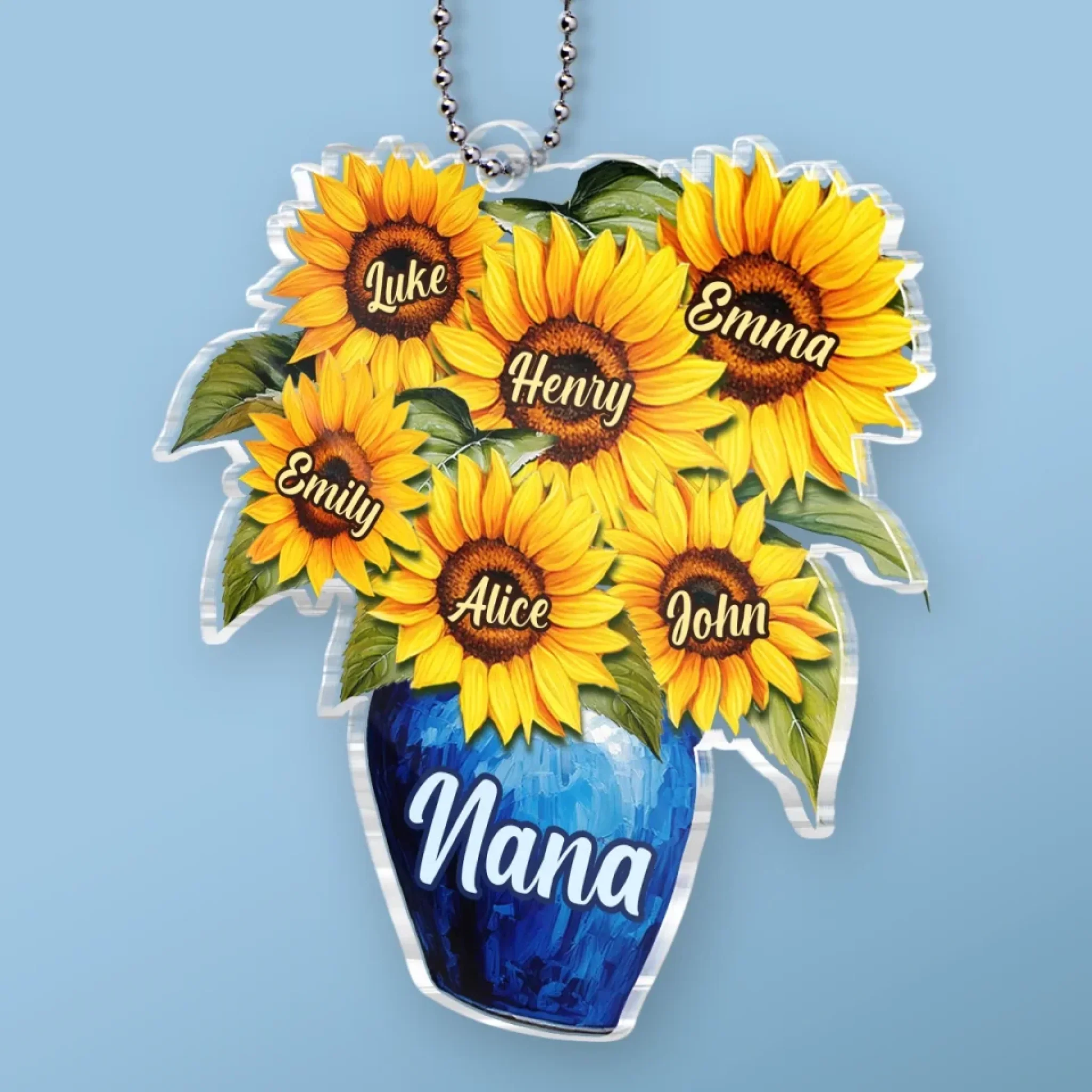 Sunflowers And Love For Mom - Family Personalized Custom Car Ornament - Acrylic Custom Shaped - Mother's Day, Gift For Mom, Grandma - Image 3