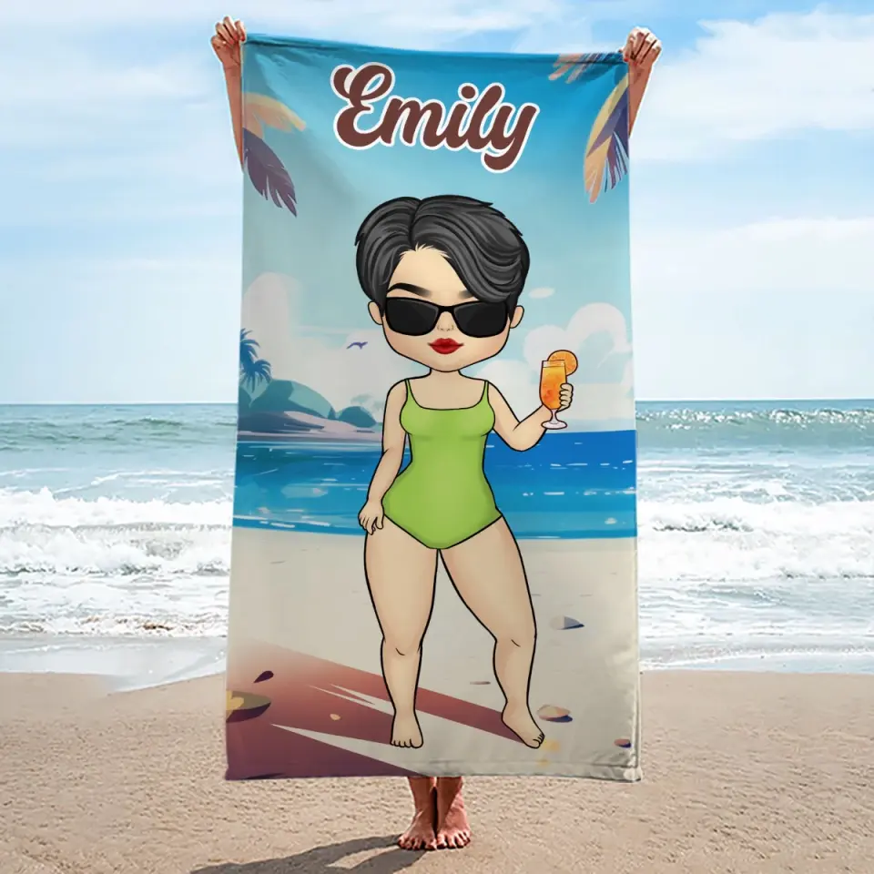 Sunshine Is The Best Accessory - Bestie Personalized Custom Beach Towel - Summer Vacation Gift, Birthday Pool Party Gift For Best Friends, BFF, Sisters - Image 4