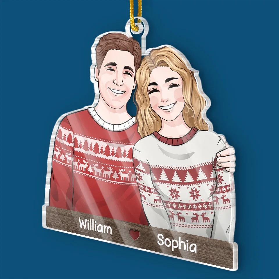 Sweater Weather Is Better Together - Couple Personalized Custom Ornament - Acrylic Custom Shaped - Christmas Gift For Husband Wife, Anniversary, First Christmas - Image 3