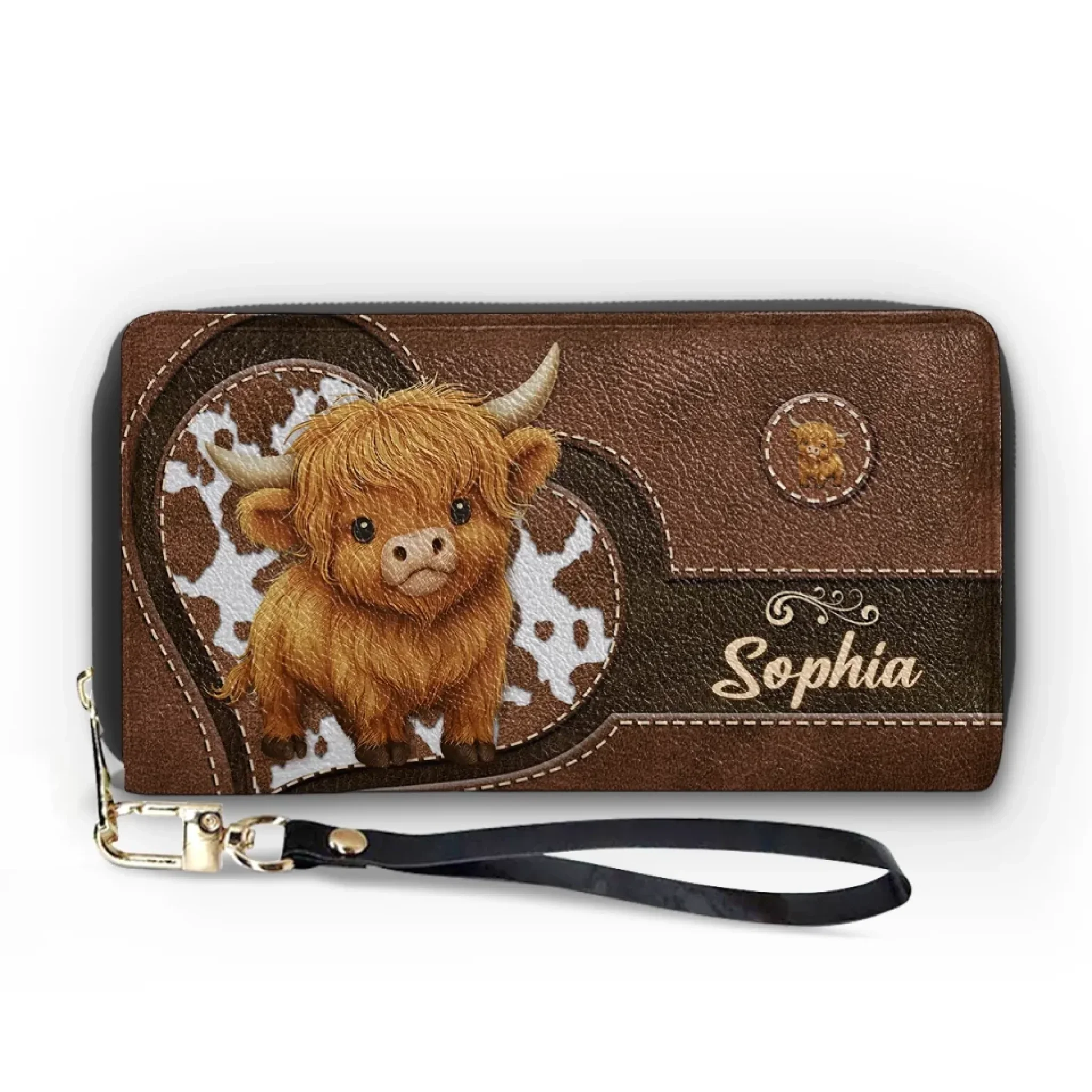 Sweet As A Calf, Strong As A Mom - Family Personalized Custom Leather Long Wallet - Mother's Day, Gift For Mom, Grandma