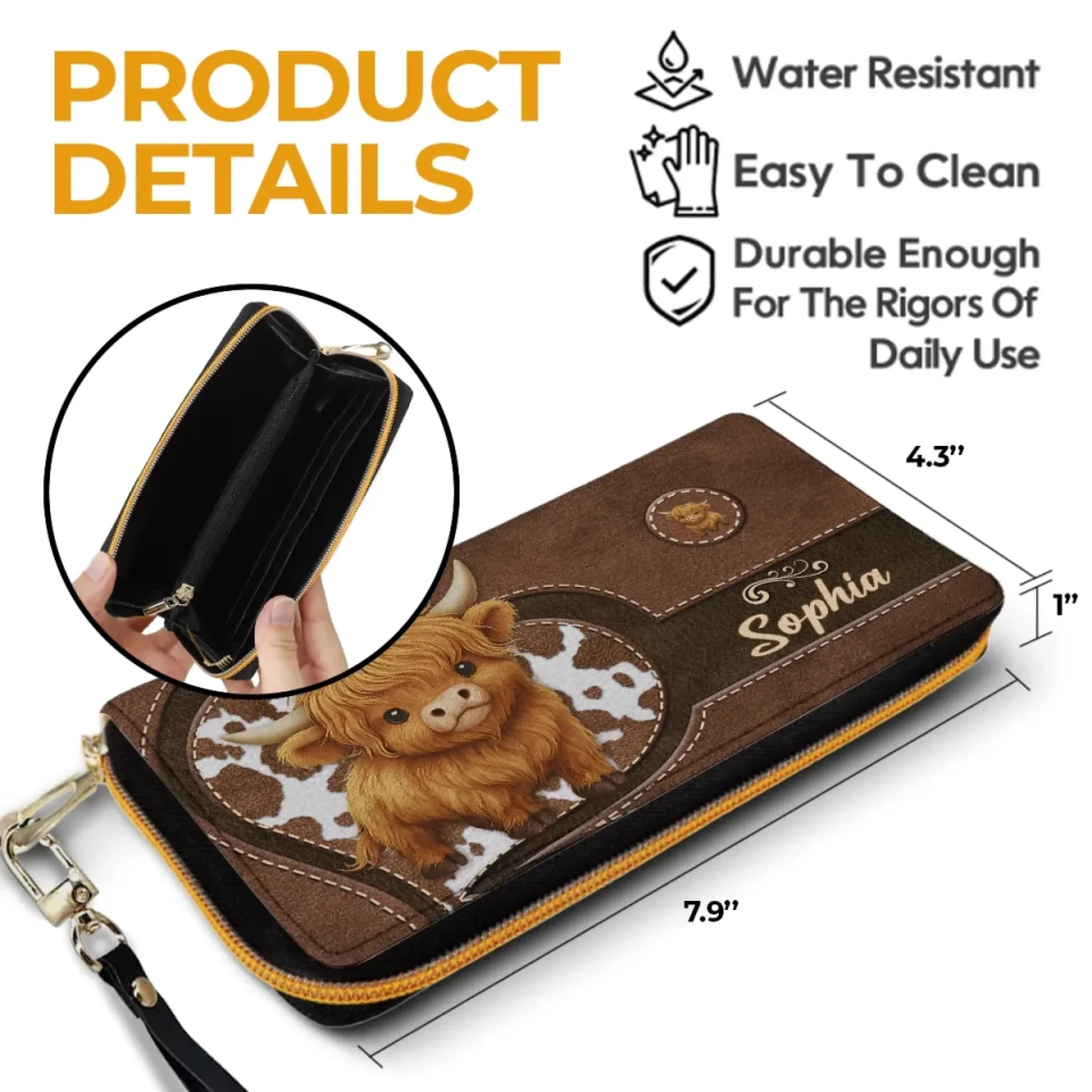 Sweet As A Calf, Strong As A Mom - Family Personalized Custom Leather Long Wallet - Mother's Day, Gift For Mom, Grandma - Image 6
