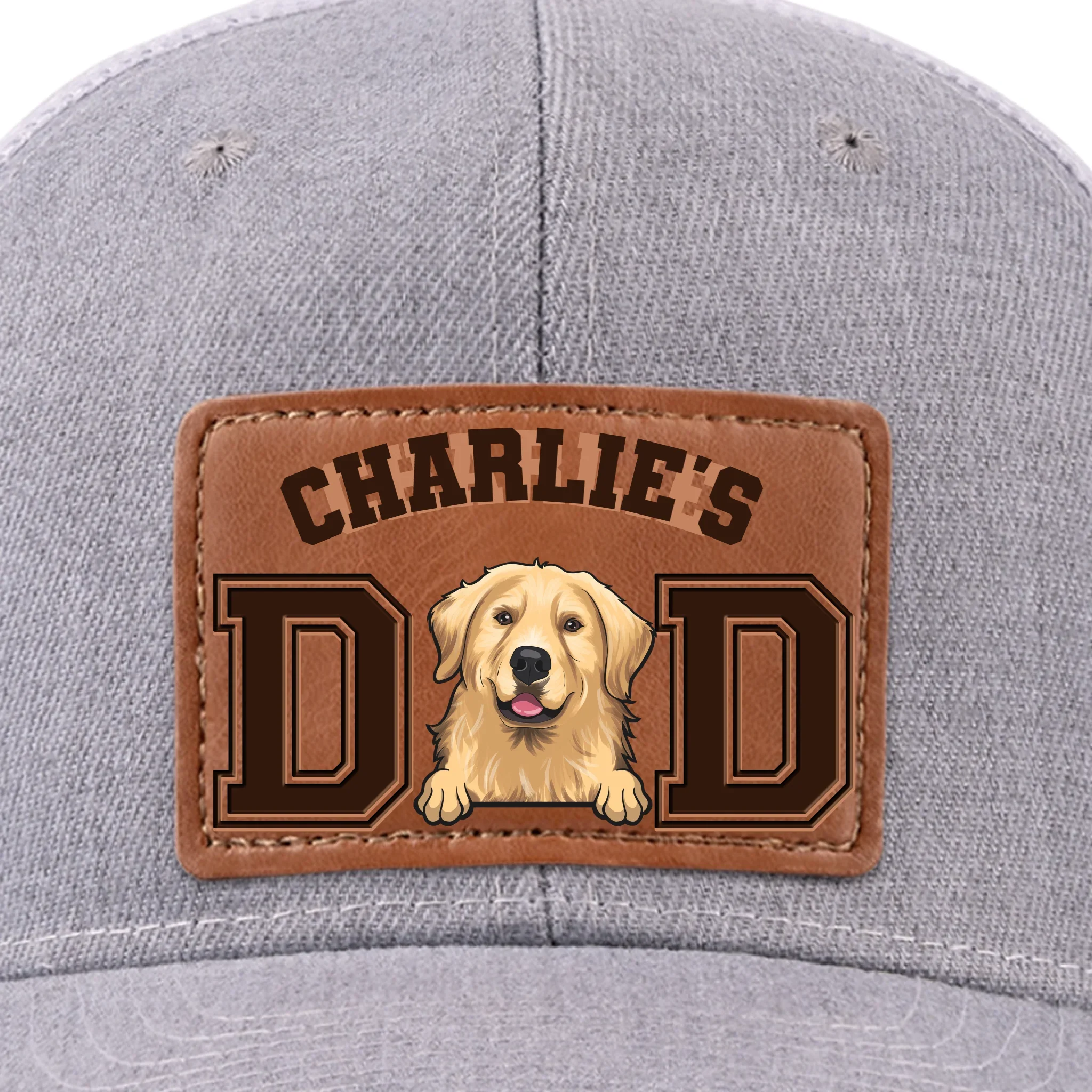Tails Wag For This Guy - Dog Personalized Custom Leather Patch Hat - Father's Day, Gift For Pet Owners, Pet Lovers - Image 2