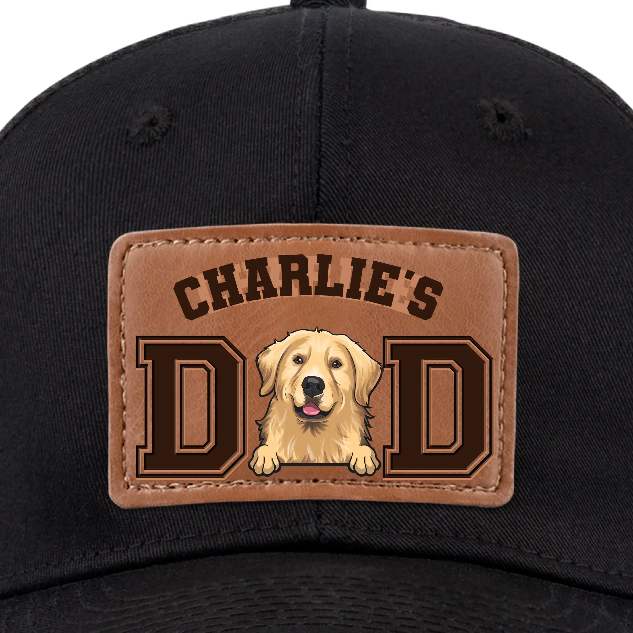 Tails Wag For This Guy - Dog Personalized Custom Leather Patch Hat - Father's Day, Gift For Pet Owners, Pet Lovers - Image 4