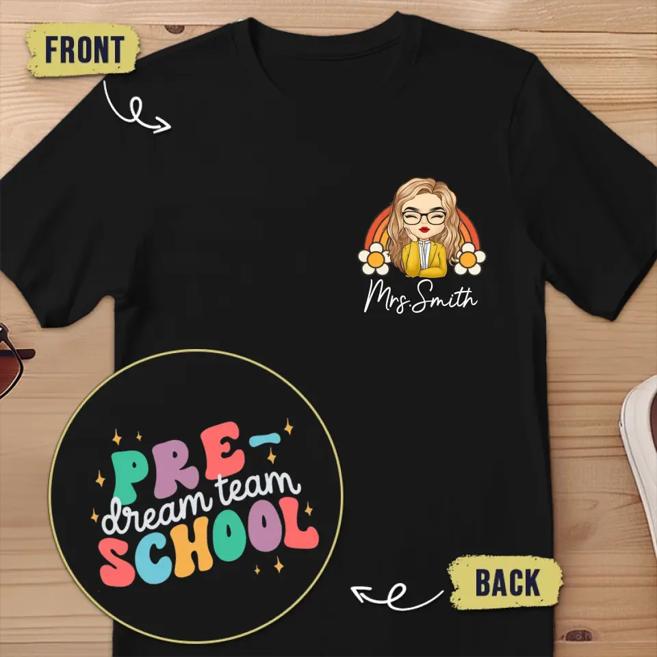 Teach Me To Fish And I Eat For A Lifetime - Teacher Personalized Custom Back And Front Printed Unisex T-shirt - Gift For Teacher - Image 2