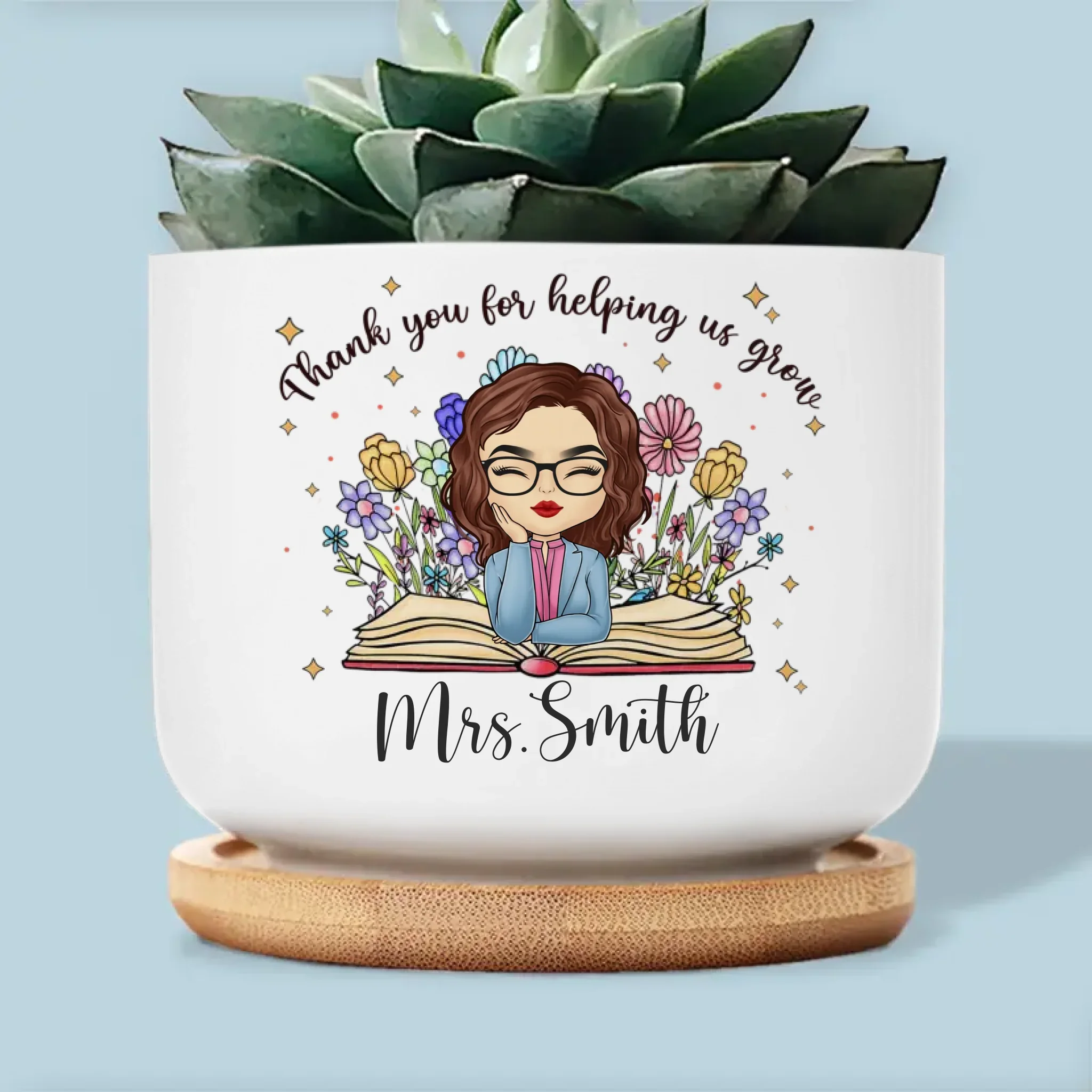 Teach Them, Love Them, Watch Them Grow - Teacher Personalized Custom Home Decor Ceramic Plant Pot - Gift For Teacher - Image 2
